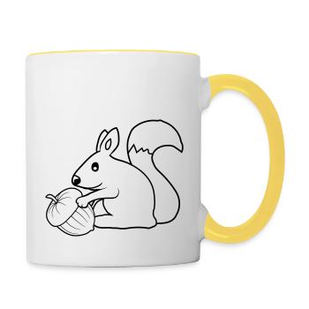 Happy Squirrel Acorn - Contrasting Mug - white/yellow - Right