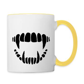 Conception de dents de vampire - Mug contrasté - blanc/jaune - Droite