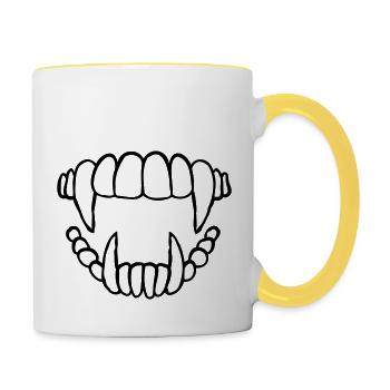 Concevoir des dents de vampire - Mug contrasté - blanc/jaune - Droite
