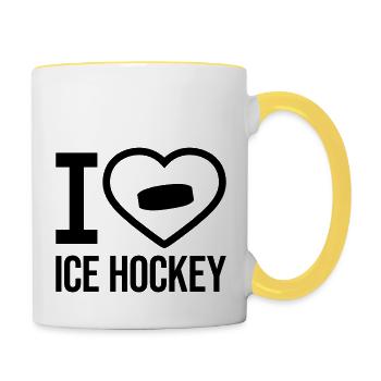 Hockey sur glace Puck - Mug contrasté - blanc/jaune - Droite