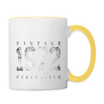 Born 1972 Retro Vintage Birthday - Contrasting Mug - white/yellow - Right
