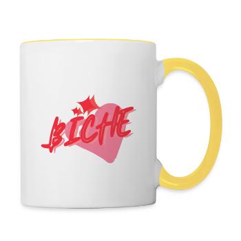 Biche - Mug contrasté - blanc/jaune - Droite