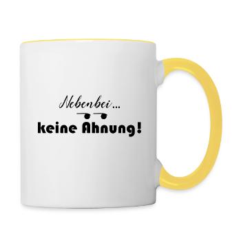Nebenbei keine Ahnung - Tasse zweifarbig - Weiß/Gelb - Rechts