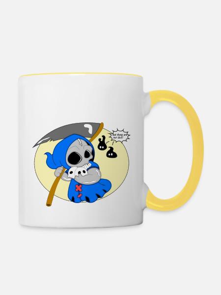 Schnitter-Schädel - Tasse zweifarbig - Weiß/Gelb