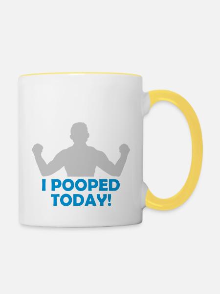 I pooped today Zitat - Tasse zweifarbig - Weiß/Gelb
