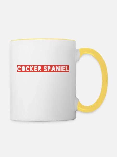 Cocker Spaniel | Niedlich - Tasse zweifarbig - Weiß/Gelb