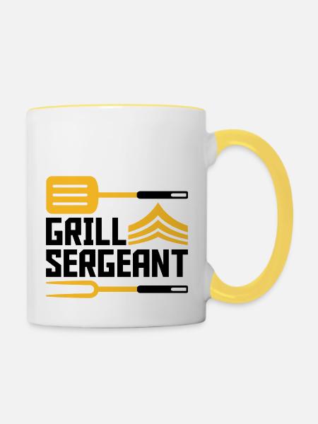 Grillmeister Grill Sergeant BBQ - Tasse zweifarbig - Weiß/Gelb