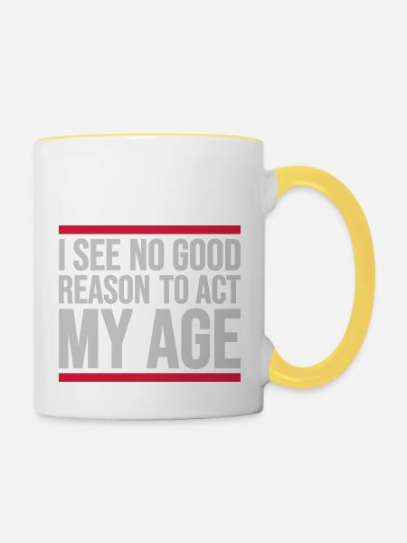 to act my age - Tasse zweifarbig - Weiß/Gelb