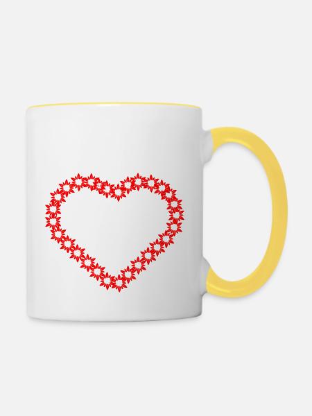 Herz - Tasse zweifarbig - Weiß/Gelb