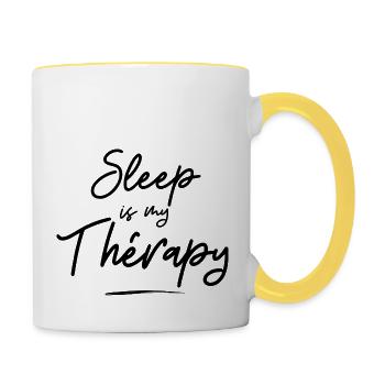 sleep is my therapy - Mug contrasté - blanc/jaune - Droite