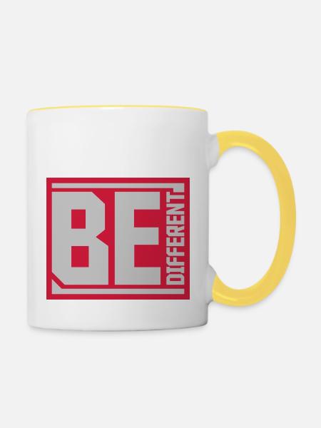 Be different Logo Design - Tasse zweifarbig - Weiß/Gelb