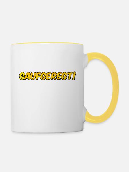 Saufgeregt - Tasse zweifarbig - Weiß/Gelb