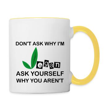 Ne mangez pas d’animaux - végétalien - Mug contrasté - blanc/jaune - Droite