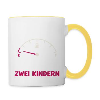 Tank leer Papa von 2 Kindern Vater Vatertag Kind - Tasse zweifarbig - Weiß/Gelb - Rechts