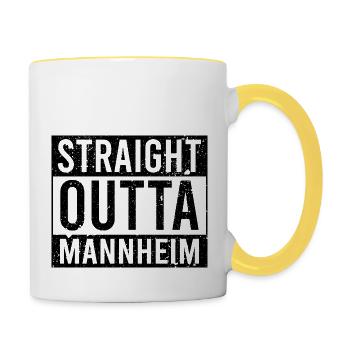 Straight outta Mannhein Black - Tasse zweifarbig - Weiß/Gelb - Rechts
