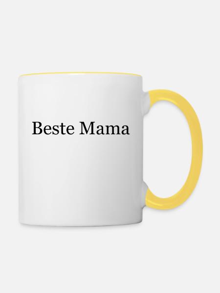 Beste Mama - Tasse zweifarbig - Weiß/Gelb