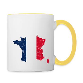 France Map Flag Vintage - Contrasting Mug - white/yellow - Right