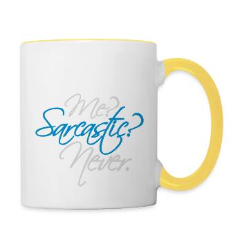 me sarcastic never quote - Contrasting Mug - white/yellow - Right
