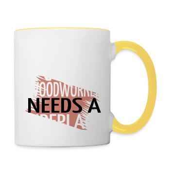 cadeau d’anniversaire charpentier tshirts - Mug contrasté - blanc/jaune - Droite