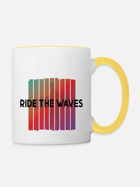 Surfing Surfboard Surfer Geschenksidee - Tasse zweifarbig - Weiß/Gelb