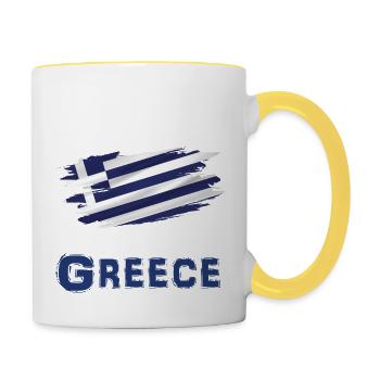 Flagge Patriot Geschenk Land Fahne Griechenland - Tasse zweifarbig - Weiß/Gelb - Rechts