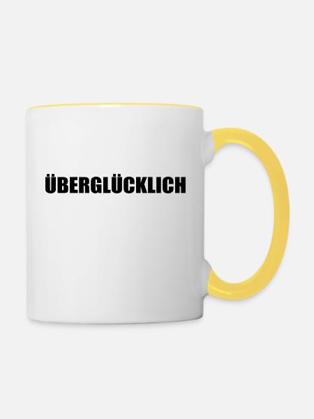 ÜBERGLÜCKLICH - Tasse zweifarbig - Weiß/Gelb