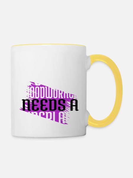 carpenter funny tshirts statement lumber - Tasse zweifarbig - Weiß/Gelb