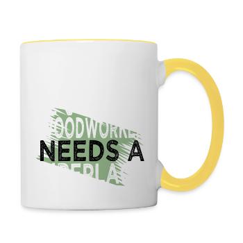 blogger funshirt tree feller logging - Contrasting Mug - white/yellow - Right
