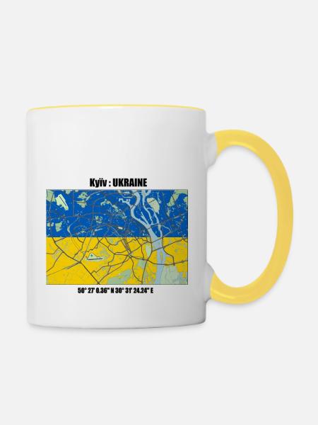 Kiew - Tasse zweifarbig - Weiß/Gelb