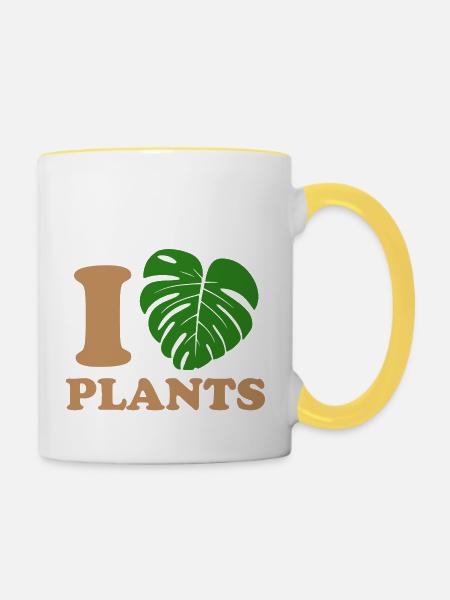 Pflanzen fallen - Tasse zweifarbig - Weiß/Gelb