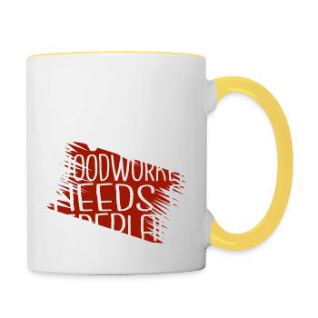 Woodworker Fun Forestry Union T-shirts de charpentier - Mug contrasté - blanc/jaune - Droite