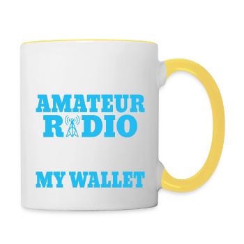 La radio amateur remplit ma vie et vide mon portefeuille - Mug contrasté - blanc/jaune - Droite