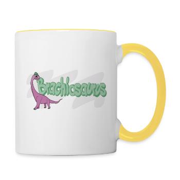 Brachiosaurus - Tasse zweifarbig - Weiß/Gelb - Rechts