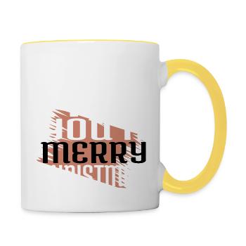 present idea baby rod dinosaurs beard - Contrasting Mug - white/yellow - Right