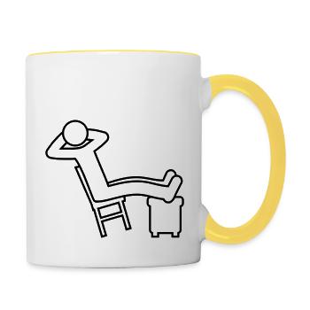 Relaxen Mann Stuhl Icon - Tasse zweifarbig - Weiß/Gelb - Rechts