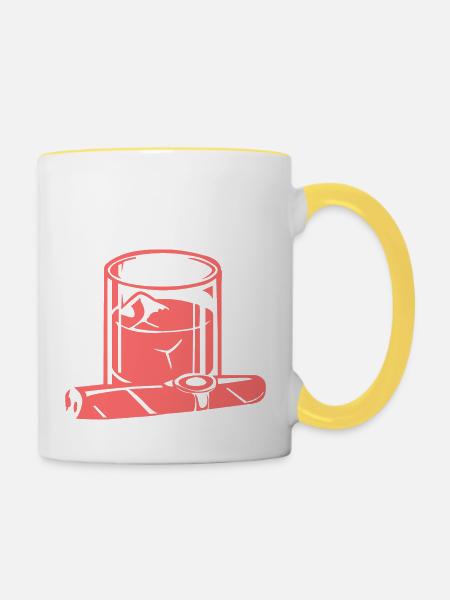 Zigarre - Tasse zweifarbig - Weiß/Gelb