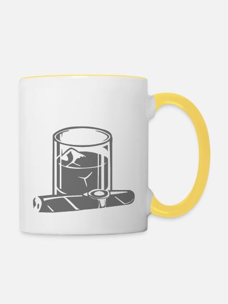 Zigarre - Tasse zweifarbig - Weiß/Gelb