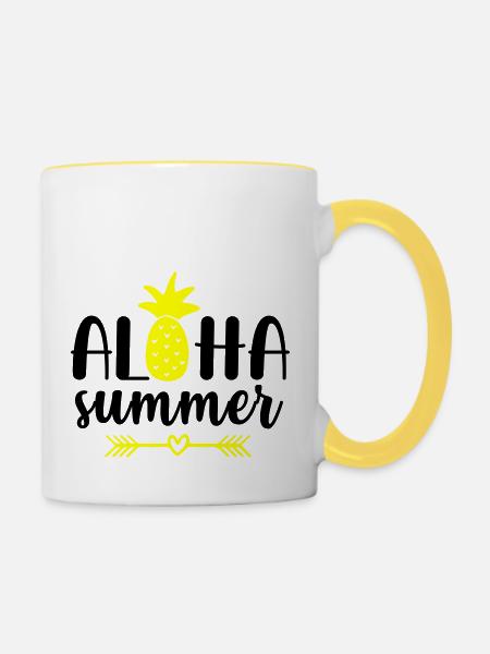 aloha summer - Tasse zweifarbig - Weiß/Gelb