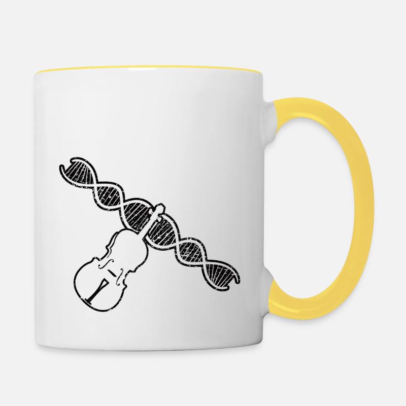 Violin player Orchestra Violin Music - Contrasting Mug - white/yellow