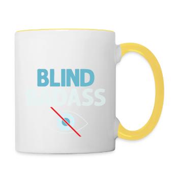 Aveugle Badass Cécité Points Braille - Mug contrasté - blanc/jaune - Droite