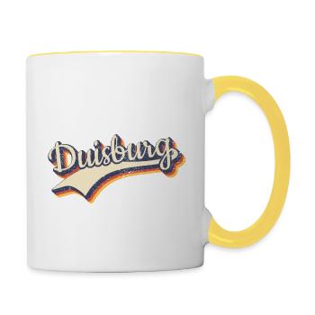 Deutschland Duisburg Vintage Retro Typografie - Tasse zweifarbig - Weiß/Gelb - Rechts