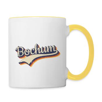 Deutschland Bochum Vintage Retro Typografie - Tasse zweifarbig - Weiß/Gelb - Rechts