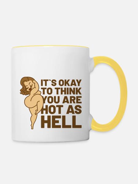 curvy hot as hell - Tasse zweifarbig - Weiß/Gelb