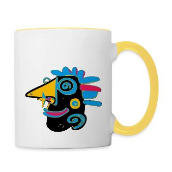 Synchronisation der unwirklichen Figur - Tasse zweifarbig - Weiß/Gelb - Rechts