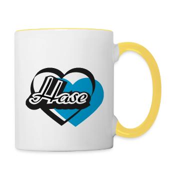 Kosename Hase Herz - Tasse zweifarbig - Weiß/Gelb - Rechts