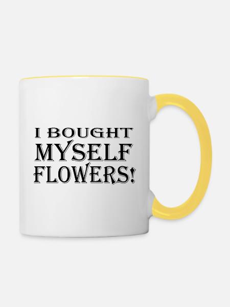 I Bought Myself Flowers - Tasse zweifarbig - Weiß/Gelb