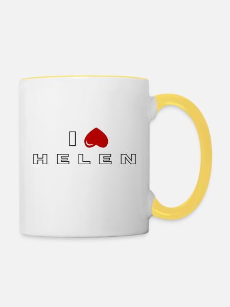 Ich hasse Helen - Tasse zweifarbig - Weiß/Gelb