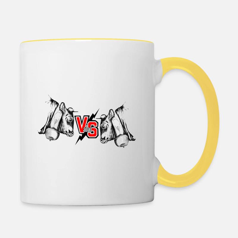 VS Wallis vache d'hérens, Kampfkuh - Tasse zweifarbig - Weiß/Gelb