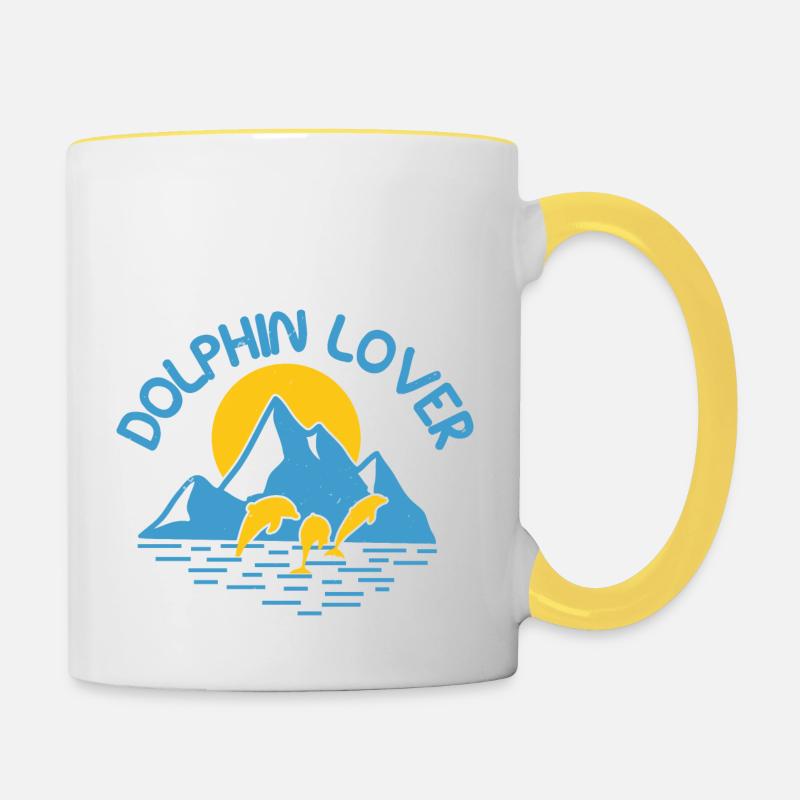DOLPHINS LOVE - Contrasting Mug - white/yellow