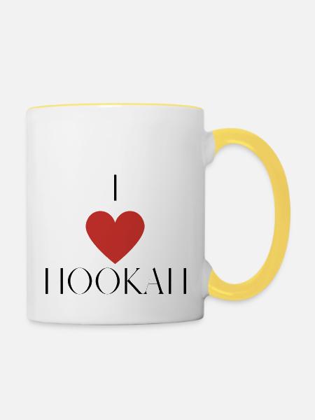 I Love Hookah - Tasse zweifarbig - Weiß/Gelb